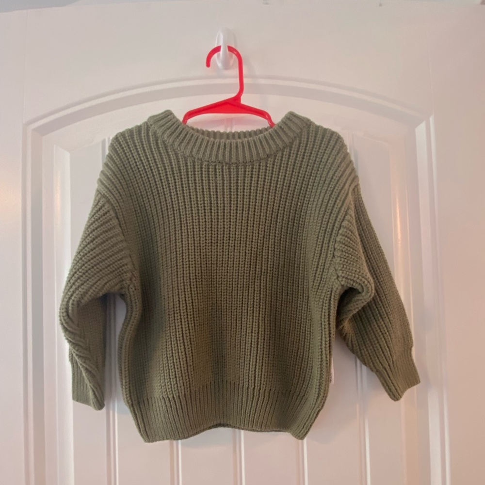 Lucky Panda Kids Green Chunky Knit Sweater
